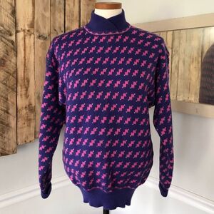 Vintage Windborne Seattle Washington 100%‎ Wool Women’s M Purple Pink Sweater
